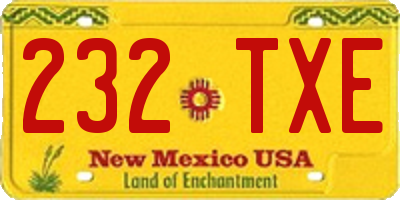 NM license plate 232TXE