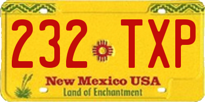 NM license plate 232TXP