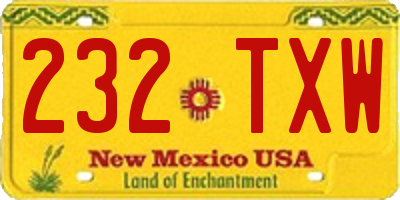 NM license plate 232TXW