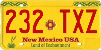 NM license plate 232TXZ