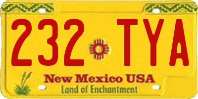 NM license plate 232TYA