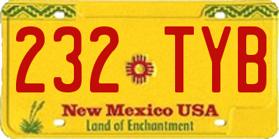 NM license plate 232TYB