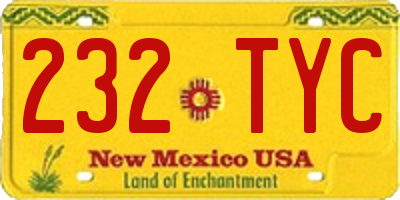 NM license plate 232TYC