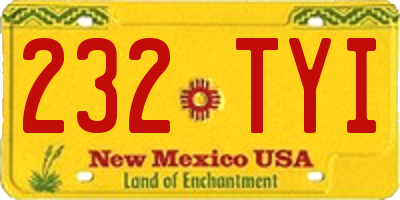 NM license plate 232TYI