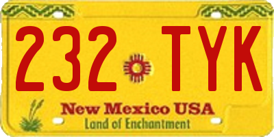 NM license plate 232TYK