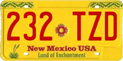 NM license plate 232TZD