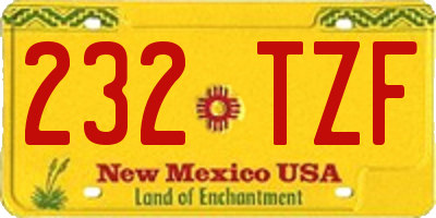 NM license plate 232TZF