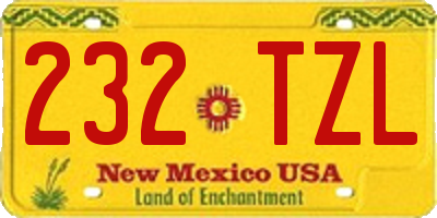 NM license plate 232TZL