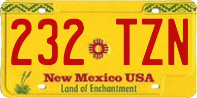 NM license plate 232TZN