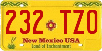 NM license plate 232TZO