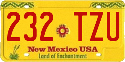 NM license plate 232TZU