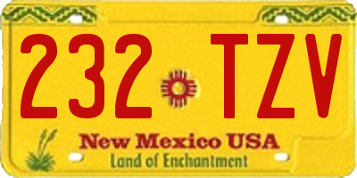 NM license plate 232TZV