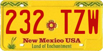 NM license plate 232TZW