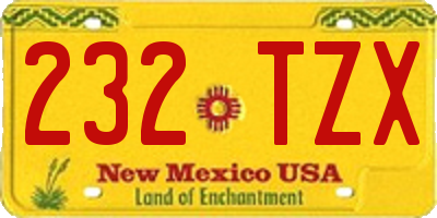 NM license plate 232TZX