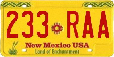 NM license plate 233RAA