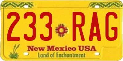NM license plate 233RAG
