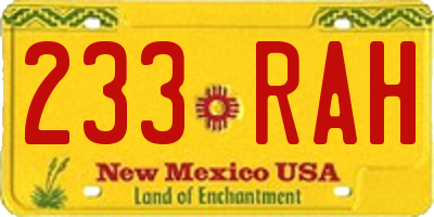 NM license plate 233RAH