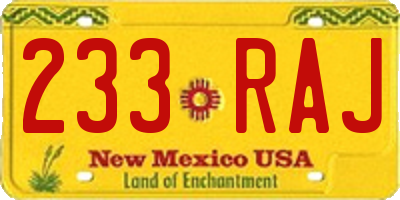 NM license plate 233RAJ