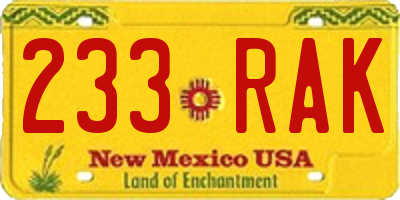 NM license plate 233RAK