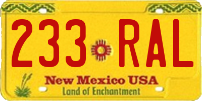 NM license plate 233RAL