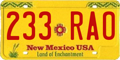 NM license plate 233RAO