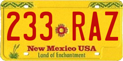 NM license plate 233RAZ