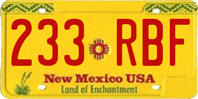 NM license plate 233RBF