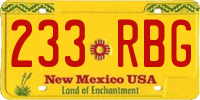 NM license plate 233RBG