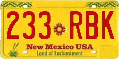 NM license plate 233RBK