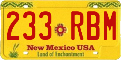 NM license plate 233RBM