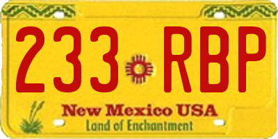 NM license plate 233RBP
