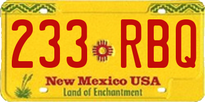 NM license plate 233RBQ