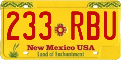 NM license plate 233RBU