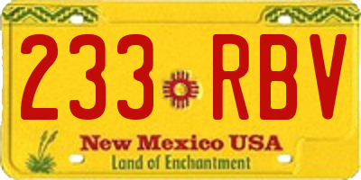 NM license plate 233RBV