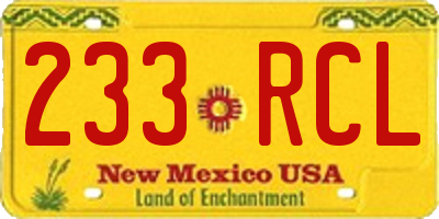 NM license plate 233RCL