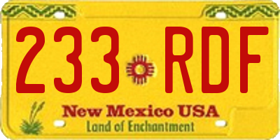 NM license plate 233RDF