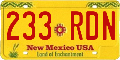 NM license plate 233RDN