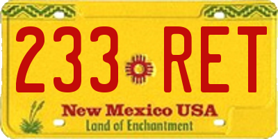NM license plate 233RET