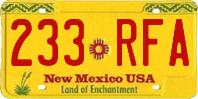 NM license plate 233RFA