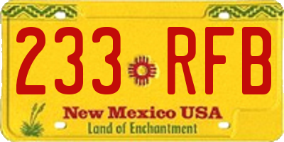 NM license plate 233RFB