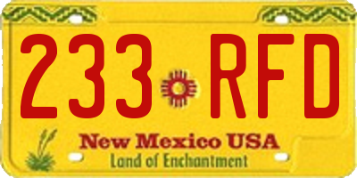 NM license plate 233RFD