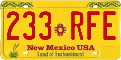 NM license plate 233RFE