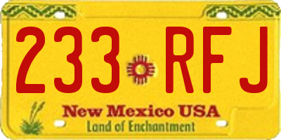 NM license plate 233RFJ