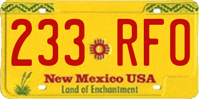 NM license plate 233RFO
