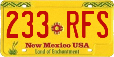 NM license plate 233RFS
