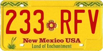 NM license plate 233RFV