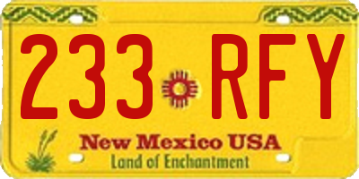 NM license plate 233RFY