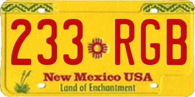 NM license plate 233RGB