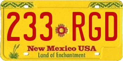 NM license plate 233RGD