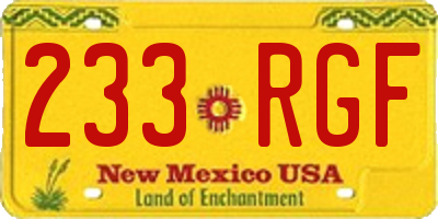 NM license plate 233RGF